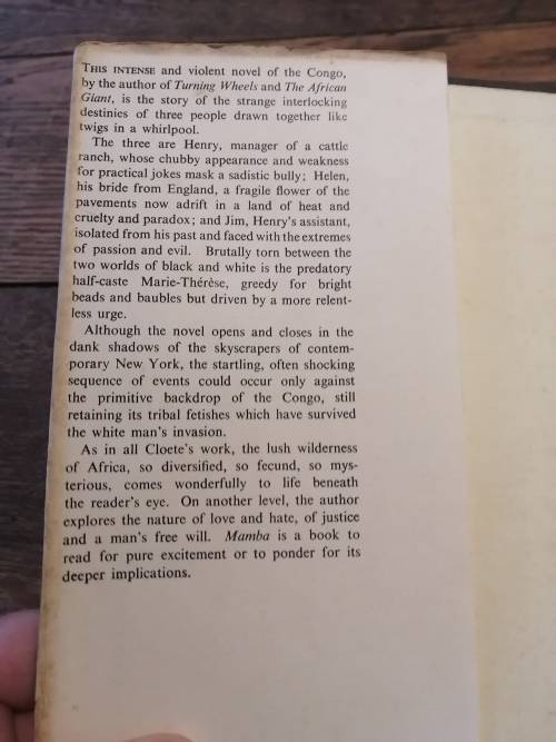 MAMBA - Stuart Cloete *first edition