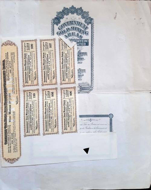 Modderfontein Gold Mining share certificate