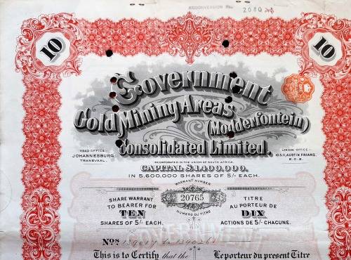 Modderfontein Gold Mining Share certificate