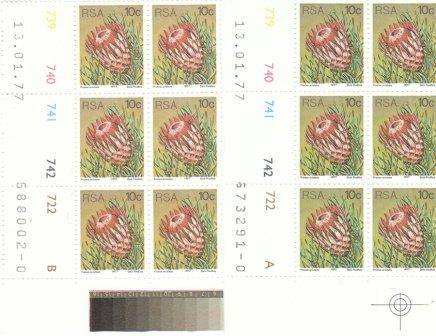 RSA proteas 10 cent c/blocks A & B    13.01.77