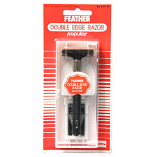 1x FEATHER Popular Double Edge Safety Razor w/ Case Blades Made in Japan