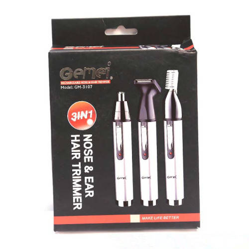 Gemei Rechargeable 3in1 Nose And Ear Hair Trimmer GM-3107