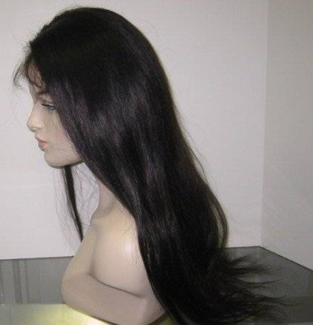 Remy Queen 16"/35cm Spring Net Front Lace Wig 100% Indian Remy Human Silky Straigh 1b# Natural Black