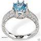 Stunning genuine aquamarine and diamond rhodium ring