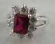 Stunning 14kt white gold GP and simulated ruby ring.