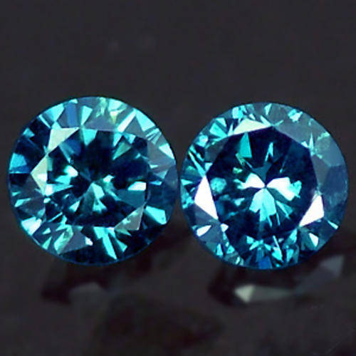 BLUE DIAMOND BRILLIANT CUT PAIR ( 0.25 TCts - 3.1mm each)