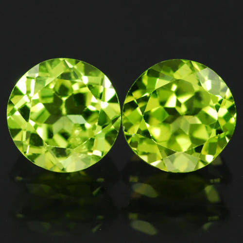 JUST JEWELS - QUALITY PERIDOT BRILLIANT PAIR (7MM - 1.83 Tct)