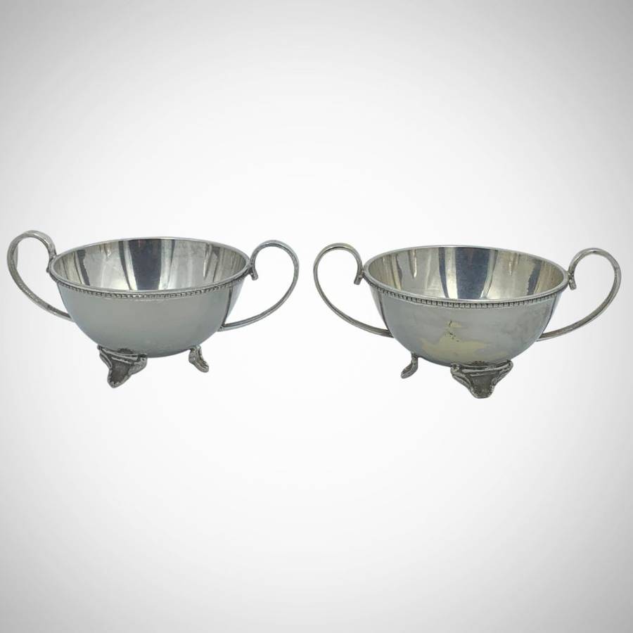 Set of 2 Vintage Biggie Best Style Silver Plated Footed Dishes