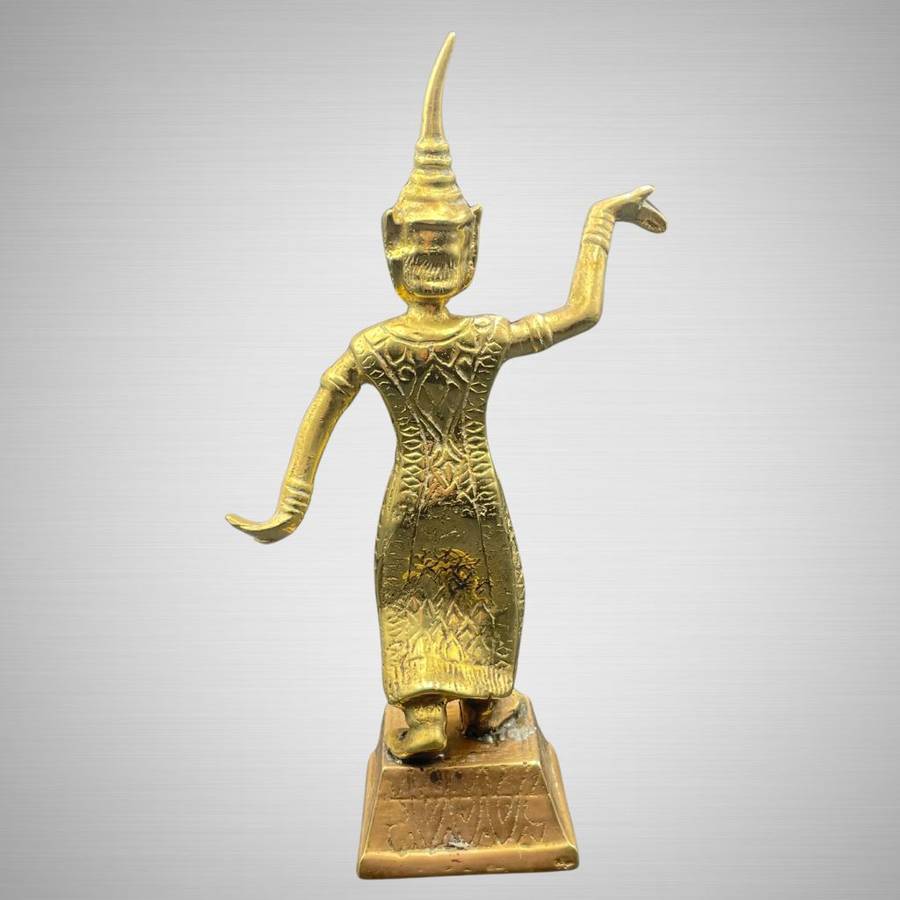 Solid Heavy Pair of Vintage Thai Bronze/Brass Temple Dancer Statues  20th Century- Price Reduced!