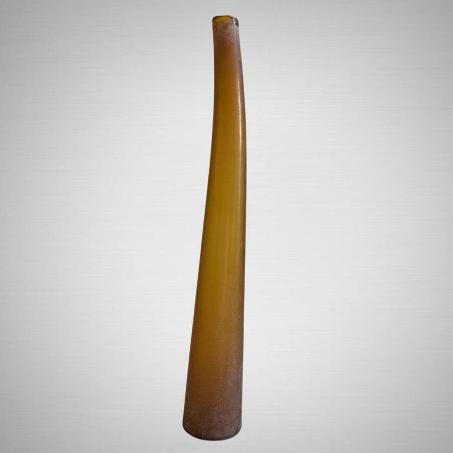Antique Mouth Blown Art Bottle Vase: Timeless Elegance in Honey Amber