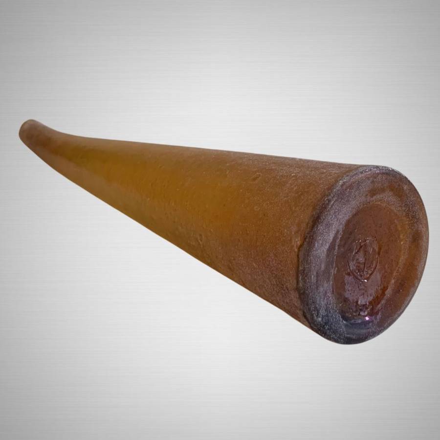 Antique Mouth Blown Art Bottle Vase: Timeless Elegance in Honey Amber