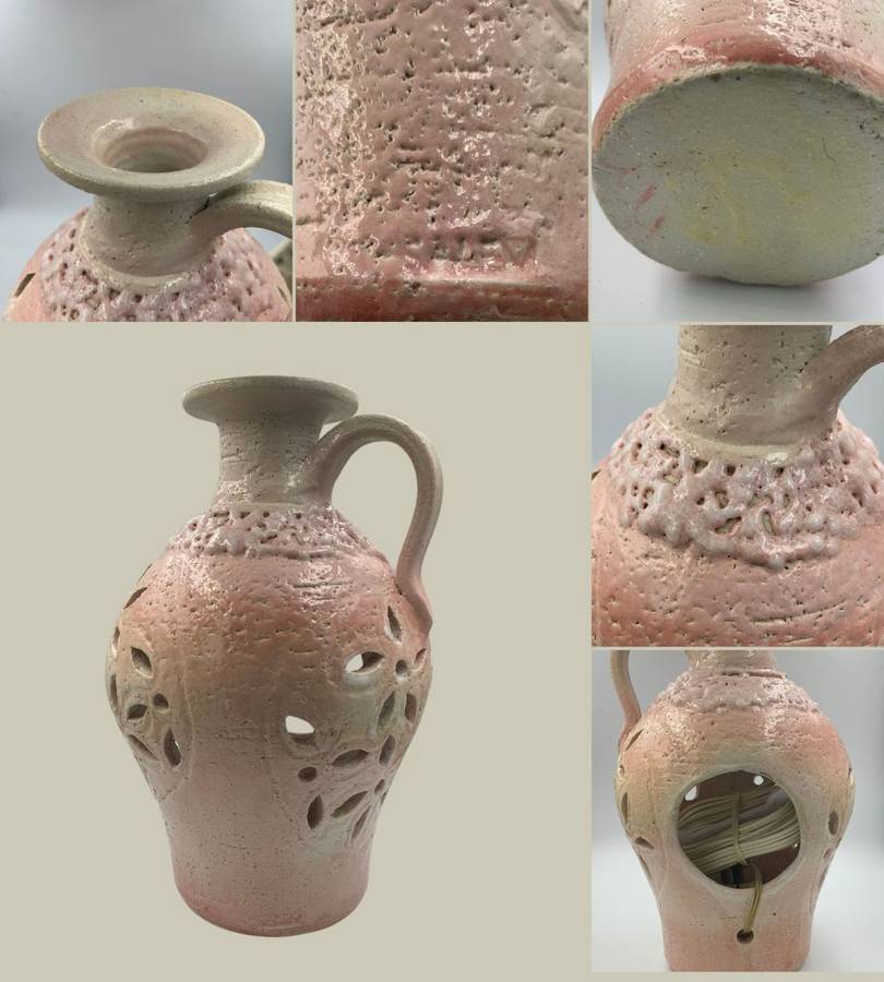 Huge 4 Piece Set Pink Pastel Elegance: Hand-Woven Tapestry, Salem Pottery Jug & Pitcher, Candle