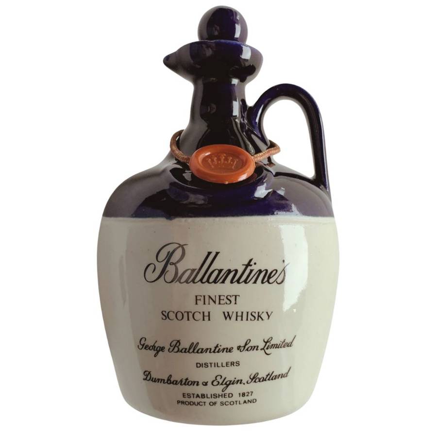 Original Ceramic Ballantine`s Scotch Whisky Decanter - Cobalt Blue