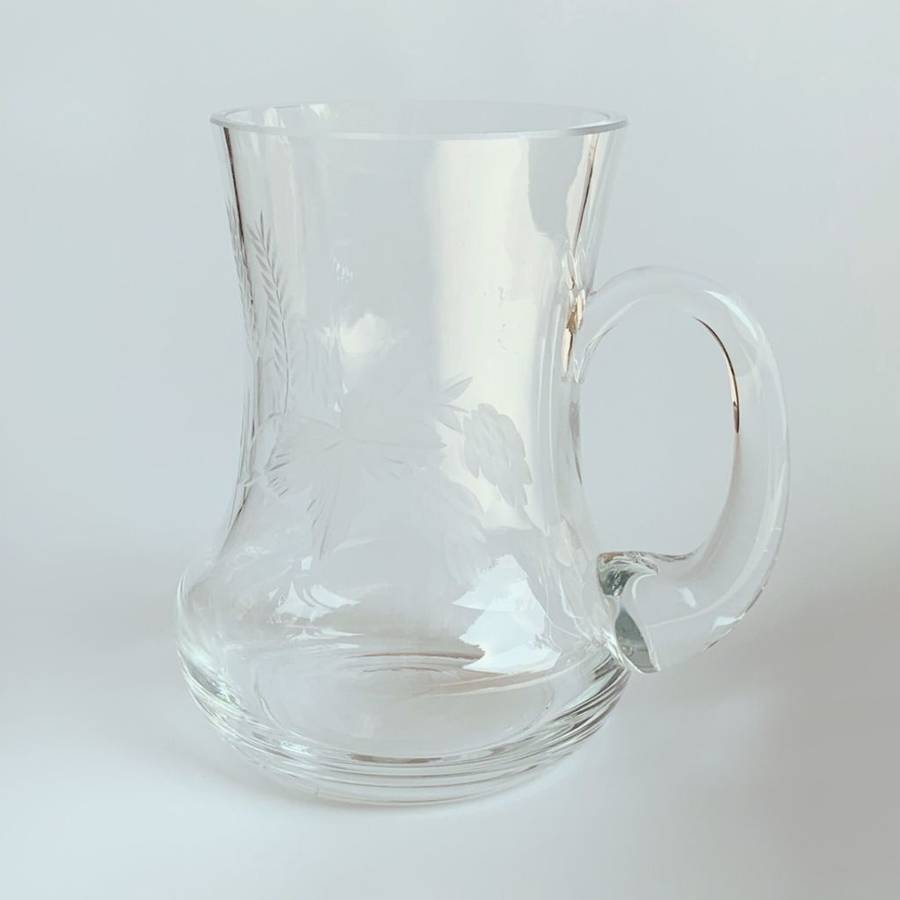 Vintage Crystal Cut Glass Mug  Wheat Pattern  12.5cm  Rustic Elegance