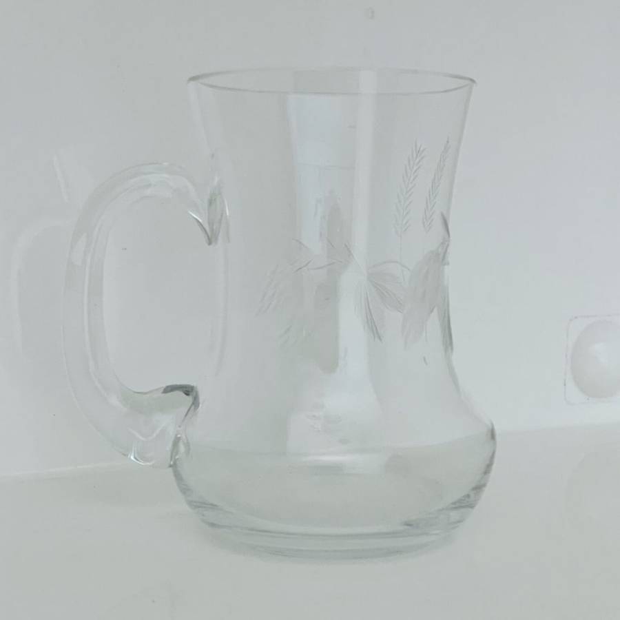 Vintage Crystal Cut Glass Mug  Wheat Pattern  12.5cm  Rustic Elegance