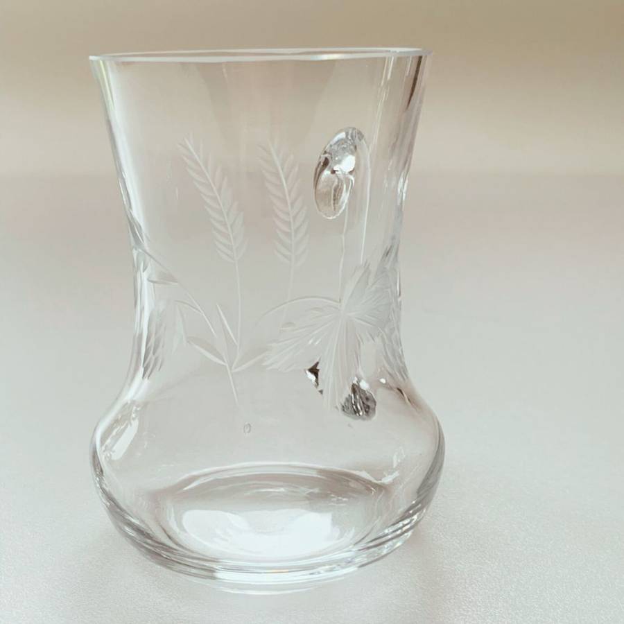 Vintage Crystal Cut Glass Mug  Wheat Pattern  12.5cm  Rustic Elegance
