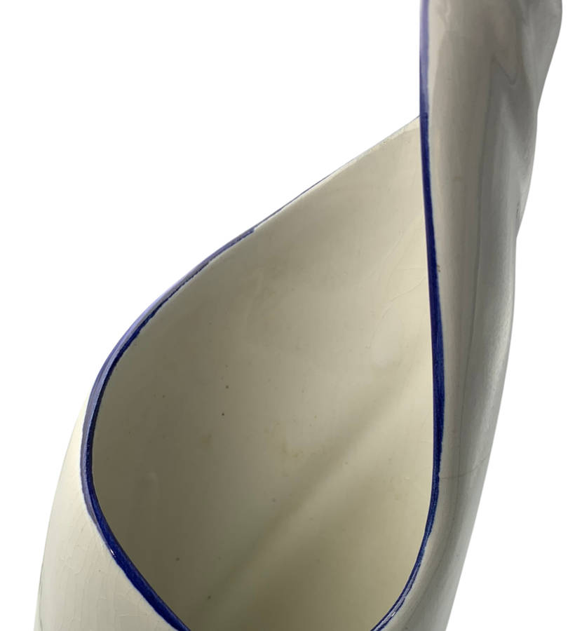 Vintage Elweco Ceramic Swirl Vase, Blue Delft, Hand-painted