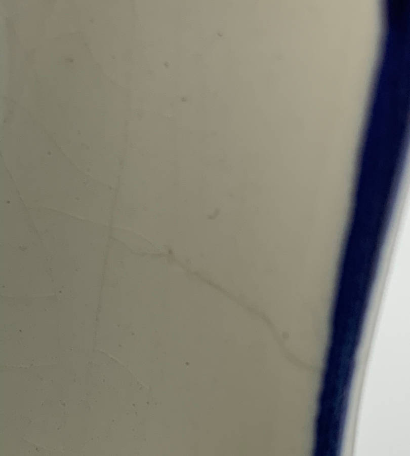 Vintage Elweco Ceramic Swirl Vase, Blue Delft, Hand-painted