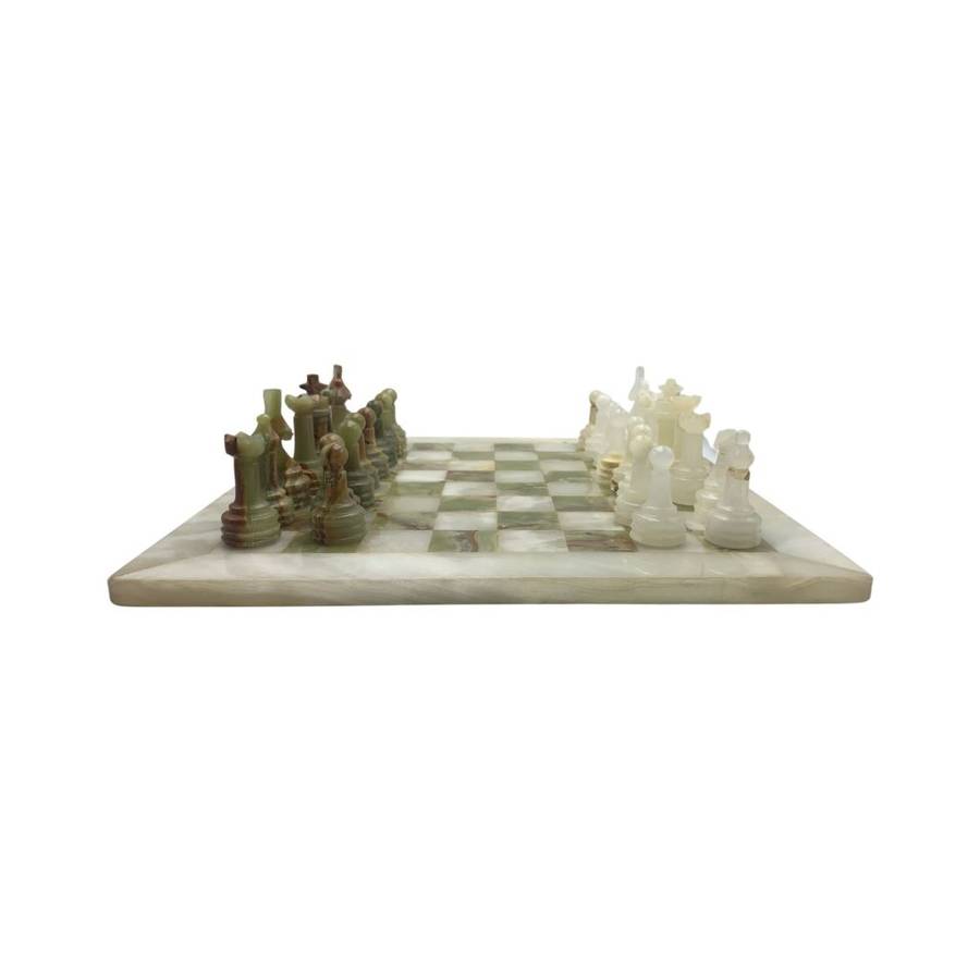 Middle Eastern Onyx Chess Set with Granite Board - Vintage Multicolored Stone Pieces- Please Read