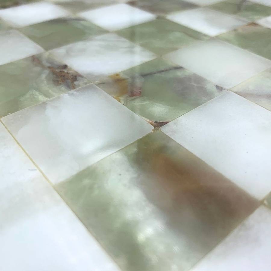 Middle Eastern Onyx Chess Set with Granite Board - Vintage Multicolored Stone Pieces- Please Read