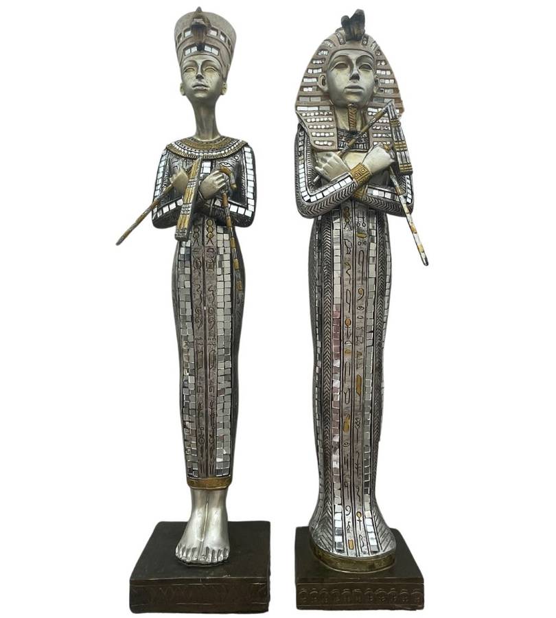 Pair of Large 51cm Tutankhamun Figurines - The Leonardo Collection - Vintage Resin - Discounted