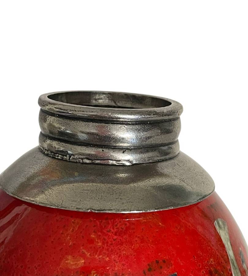 Handmade Red Decoupage Ostrich Egg with Big 5 Safari Animals - African Home Décor