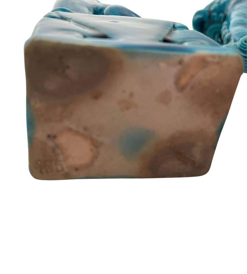 Antique Pair of Jingdezhen Ware Foo Dogs in Turquoise-Blue Glaze