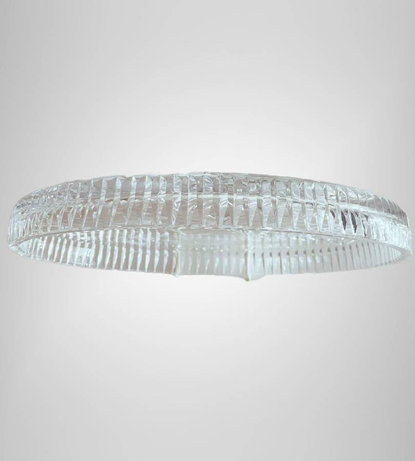 Round Crystal Tray with Gorgeous Floral Design - 22cm Diameter