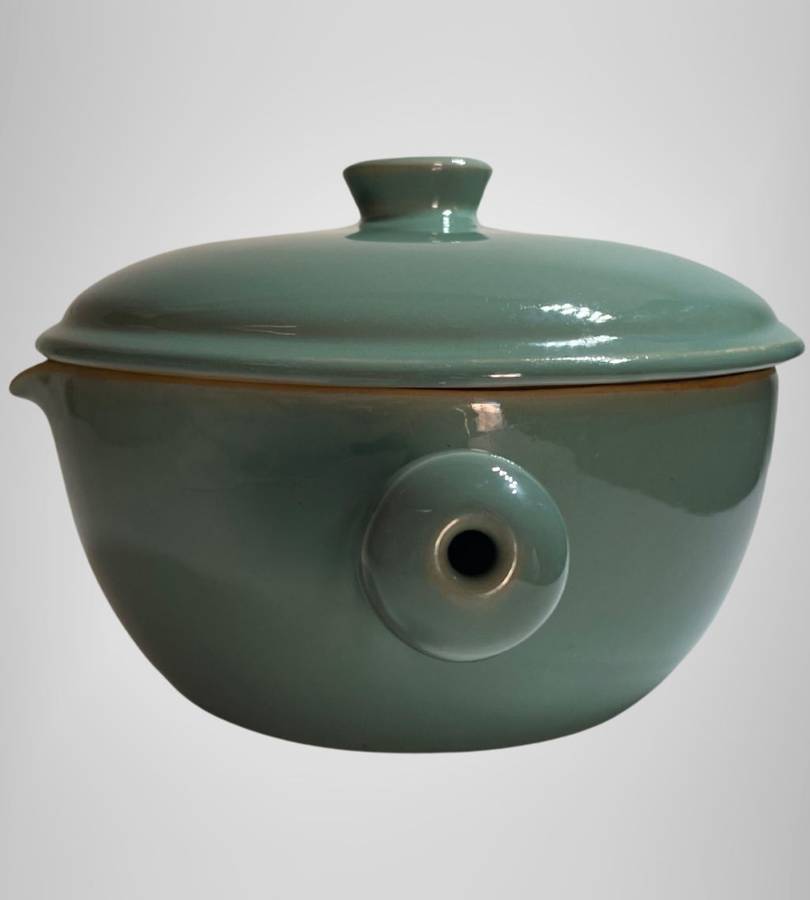Vintage Denby Stoneware Dark Jade Green 3PT Covered Casserole Dish with Lid and Handle - 1950-1970s