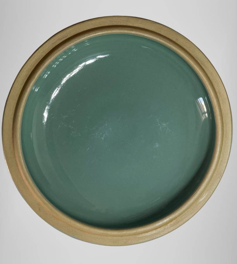 Vintage Denby Stoneware Dark Jade Green 3PT Covered Casserole Dish with Lid and Handle - 1950-1970s