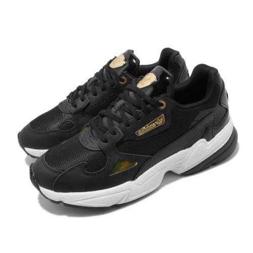 ADIDAS FALCON SHOES WOMANS  -  Black/Gold/White - Size 4  UK to 8 UK