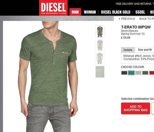 Diesel men's short sleeve t-shirt size Small.