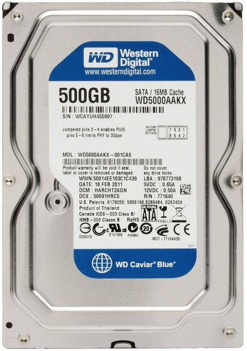 Brand New Western Digital Blue WD5000AAKX 500gb, SATA 6Gb, 7200rpm Hard drive