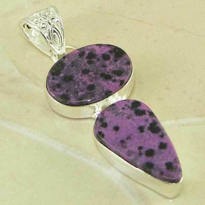 OUTSTANDING DYED DALMATIAN GEMSTONE 925 SILVER PENDANT 2.5"