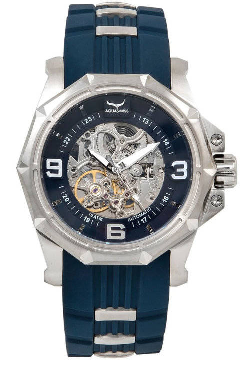 Aquaswiss Men's Vessel Automtic 45mm - 52mm Watch with Blue Silicone Band *BRAND NEW*