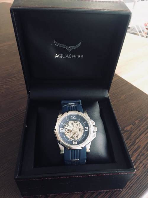 Aquaswiss Men's Vessel Automtic 45mm - 52mm Watch with Blue Silicone Band *BRAND NEW*