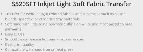 PERMA TRANS® Inkjet Light SOF-T Heat Transfer Paper - 50 Sheets
