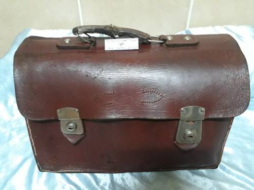 Vintage Genuine Leather briefcase with badge