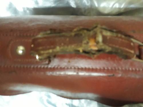 Vintage Genuine Leather briefcase with badge