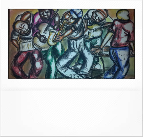 Original SELESHO-THE BAND-MUSICIANS-X-TRA LARGE-860MMX 600MM-VALUED AT R5000