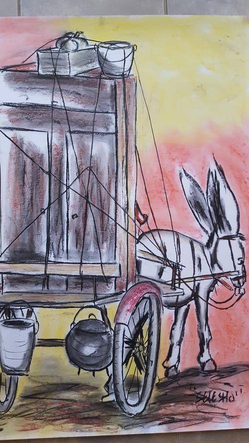 CHRISTMAS sale  -Original Selesho BIG Painting  -X LARGE- 860MMX 610MM-VALUED AT R5000