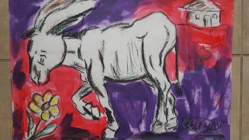 Original Selesho- BIG  multimedia Painting  -X LARGE- 600MMX 420MM-VALUED AT R7000