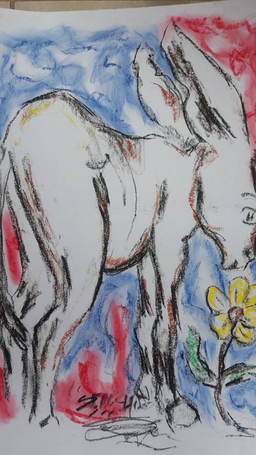 DONKEY FESTIVAL Original Selesho- BIG  Painting -X LARGE- 600MMX 420MM-VALUED AT R3000