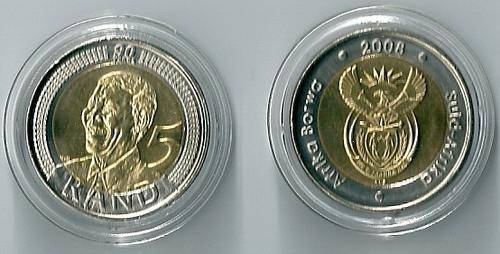 MANDELA R5 BIRTHDAY UNCIRCULATED ENCAPSULATED ENCAPSULATED COINS
