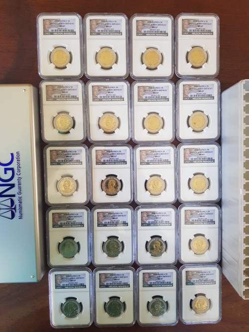 MANDELA NEW LABEL MS67 NGC GRADED  R5 UNCIRCULATED 20 X  BIRTHDAY  2008 COINS-VERY HIGH GRADE