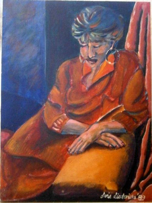 Original Chris Diedericks Oil Painting of a Lady -60,5cmx45cm