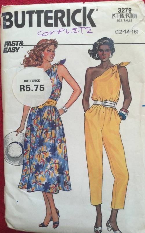 Sewing pattern Butterick 3279, ladies dress and jumpsuit, size 12-16
