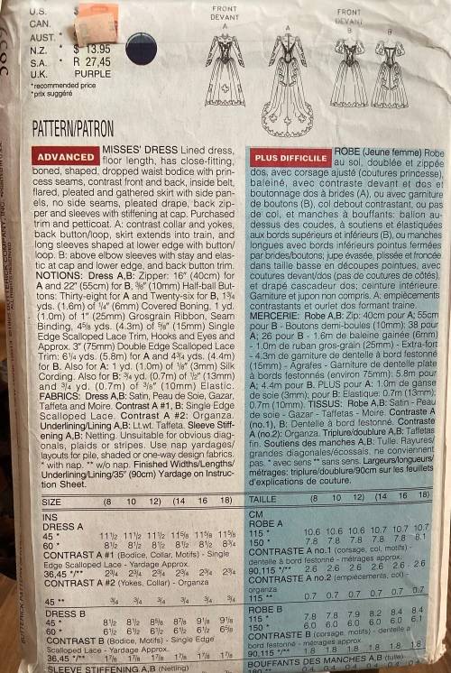 Sewing pattern Butterick 3839, ladies dress, size 8-12