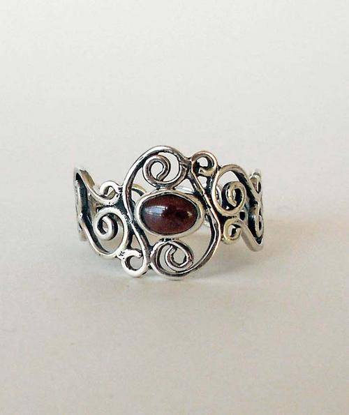 DRAKE NEON*Garnet Gemstone Ring*Spiral Band* 925 Sterling Silver*one of a kind*BRAND NEW!