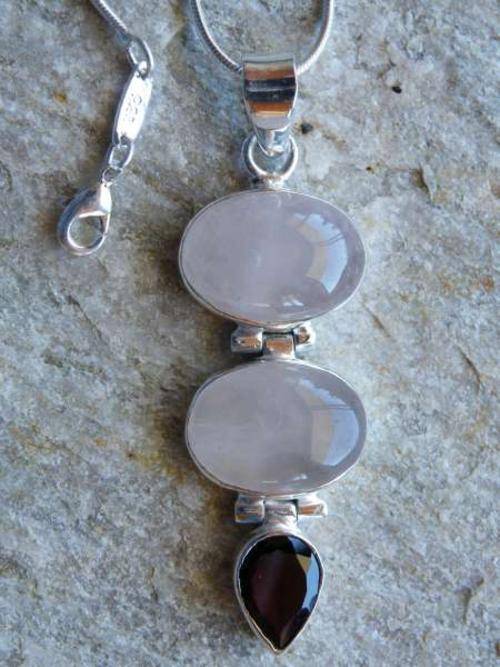 Rose Quartz .925 Silver Pendant + FREE SILVER CHAIN